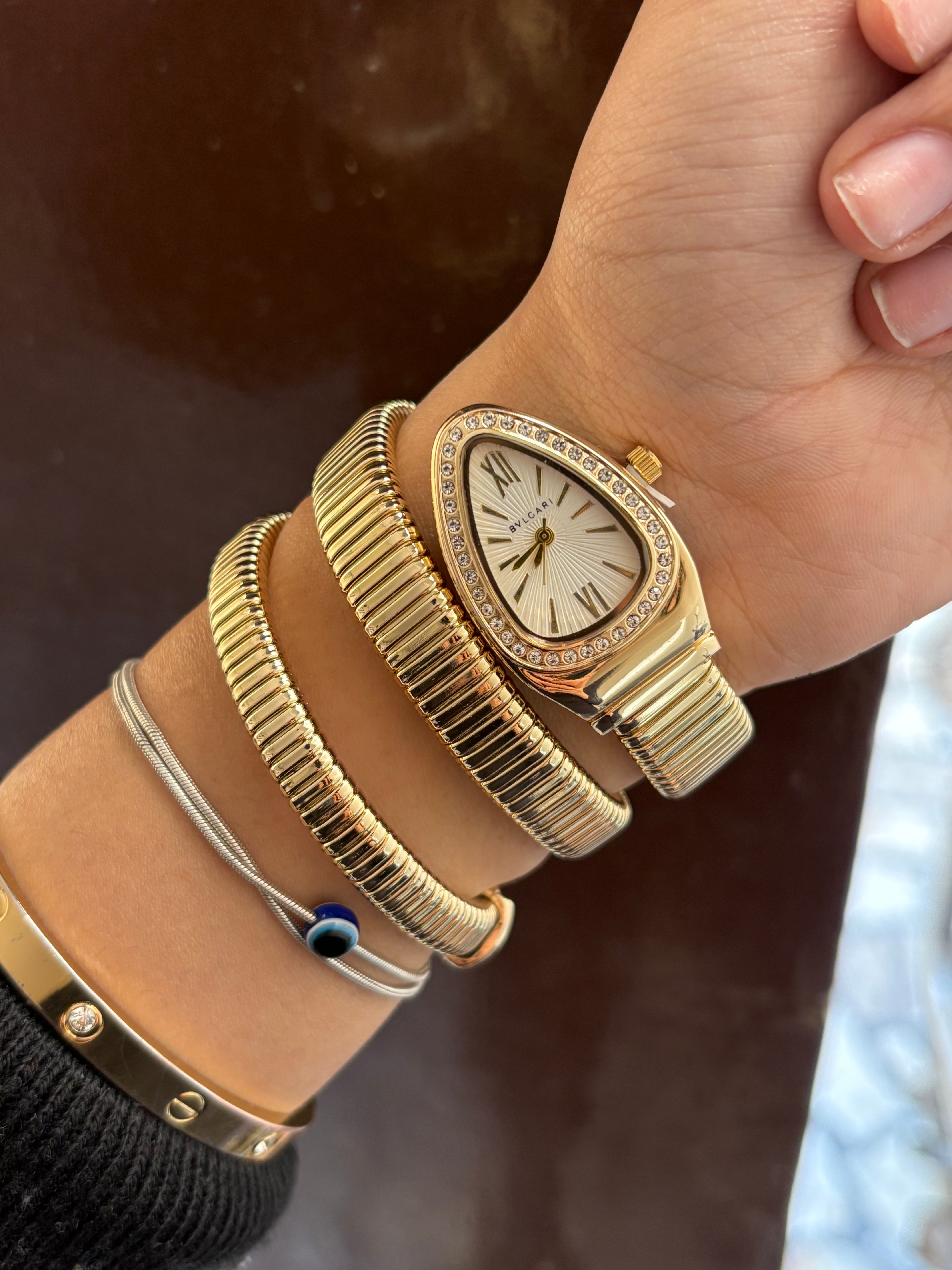 Full Stone White Dial Spiral