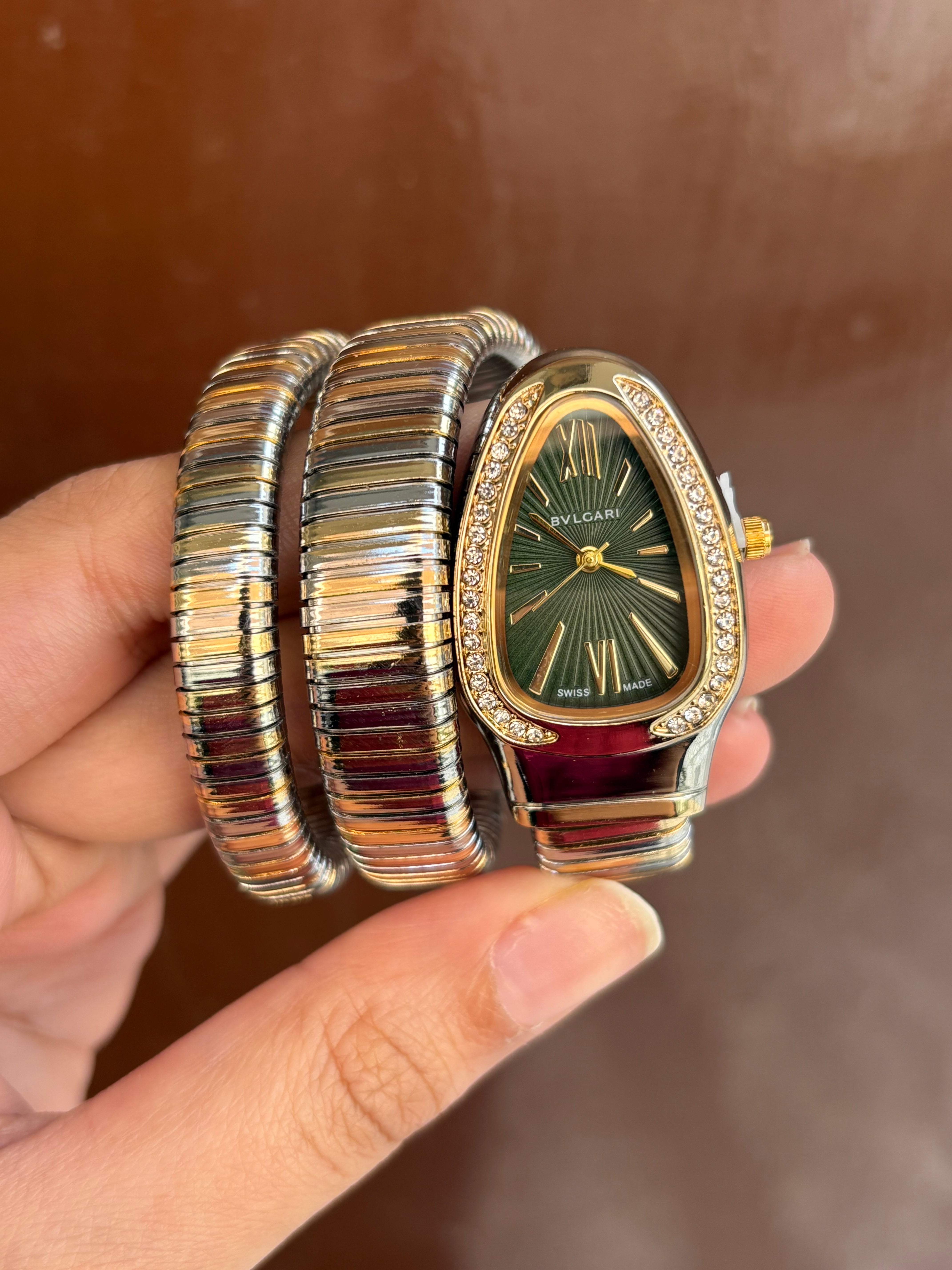 Dual Gold Spiral Watch ( Green dial )